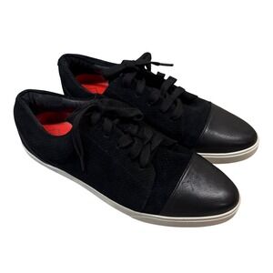 Cocktail Sneakers Black Suede Leather Cap Toe Lace Casual Size 9 RARE